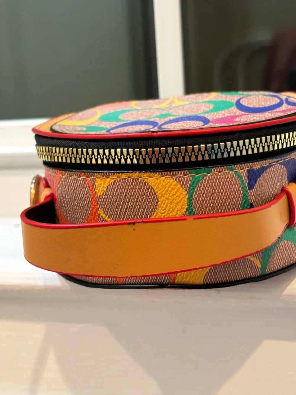 Multicolor Logo-Print Round Crossbody Bag - Picture 6 of 9